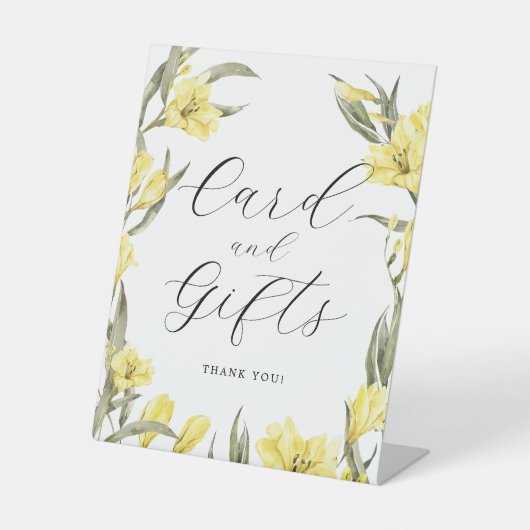 Signe De Table Fleurs Jaunes vertes Cadeaux Baby shower Carte (Recto)