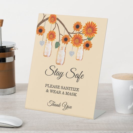 Signe De Table Fleurs orange rustiques Mason Jar Sécurité des Mar (In SItu)