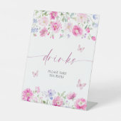 Signe De Table Fleurs Roses Claires Boissons (Recto)