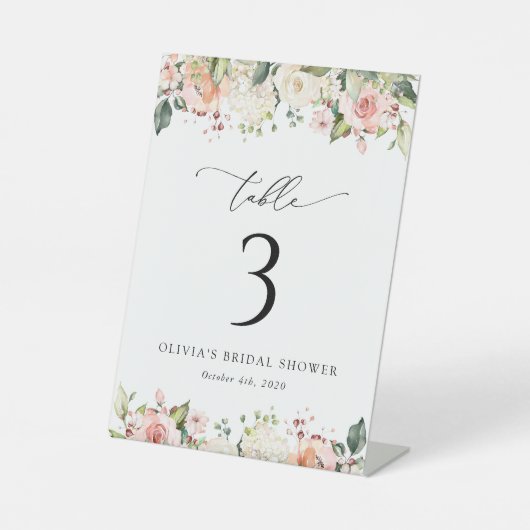 Signe De Table Fleurs roses, Fleurs blanches, Boho, Numéros de ta (Recto)