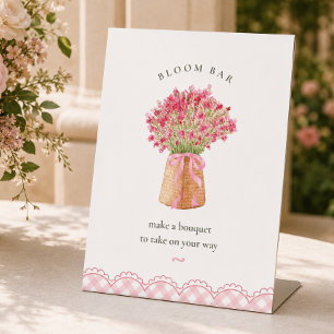 Signe De Table Fleurs roses fraîches du marché pour la douche de