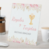 Signe De Table Fleurs roses mignonnes et Première communion de Ch (In SItu)