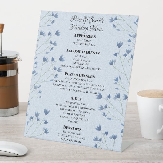 Signe De Table Fleurs Sauvages Bleu Clair Délicates Mariage Roman (In SItu)