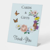 Signe De Table Fleurs sauvages Champignons bleus floraux (Recto)