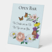 Signe De Table Fleurs sauvages Champignons bleus floraux (Recto)