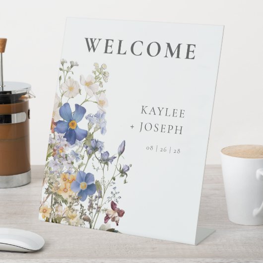 Signe De Table Fleurs sauvages de prairie rustique Mariage pourpr (In SItu)