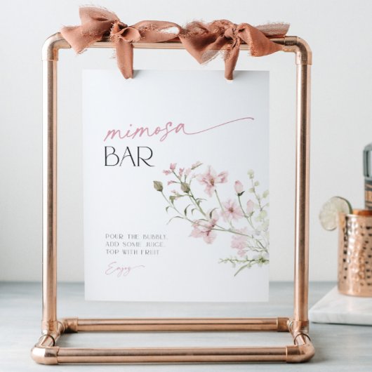 Signe De Table Fleurs sauvages rose tendre L'amour est en fleurs 