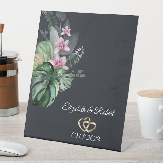 Signe De Table Fleurs tropicales Mariage foncé (In SItu)