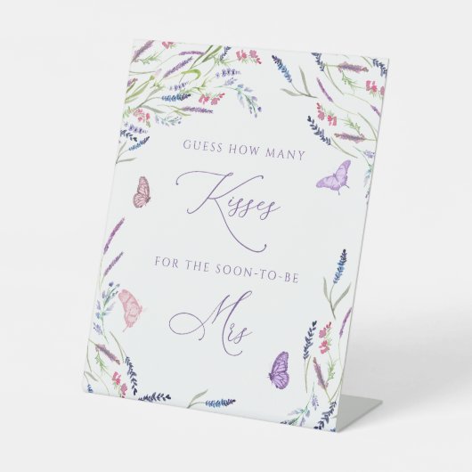 Signe De Table Fleurs violettes Combien de Baisers Fête des marié (Recto)