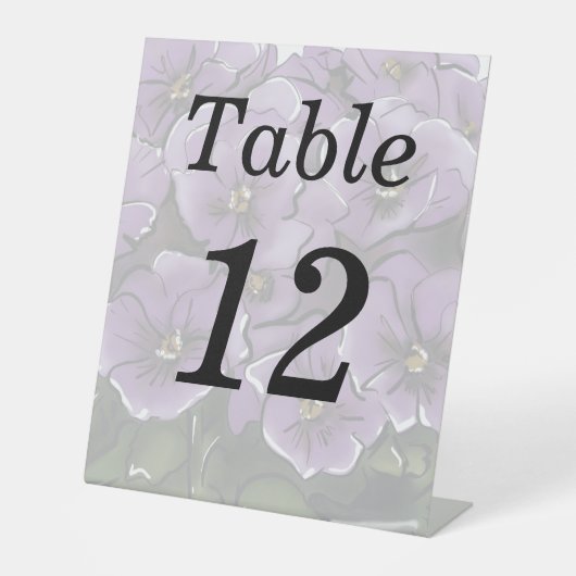 Signe De Table Fleurs Violettes Élégantes Table Numéro de Mariage (Recto)