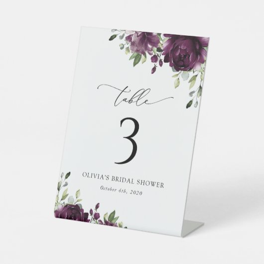 Signe De Table Fleurs violettes, Fleurs de prunes, Boho, Numéros (Recto)