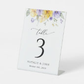 Signe De Table Fleurs violettes, Fleurs jaunes, Numéros de table (Recto)