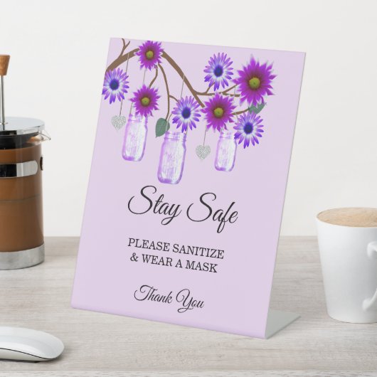 Signe De Table Fleurs violettes rustiques Mason Jar Sécurité des (In SItu)