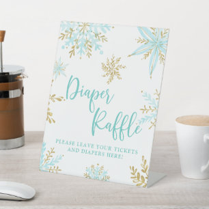Signe De Table Flocon de neige Hiver Douche Déchets Raffle Piéton