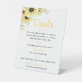 Signe De Table Floral Aquarelle Sunflowers Mariage Boissons Bar (Recto)