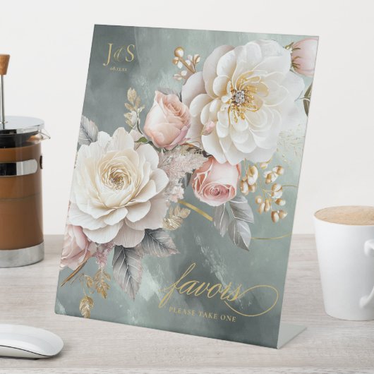 Signe De Table Floral Drama Wedding Favors Green ID1022 (In SItu)