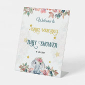 Signe De Table Floral Elephant  Baby Shower Welcome Sign. (Recto)
