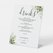 Signe De Table Floral Greenery Mariage Boissons Menu (Recto)