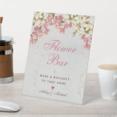 Signe De Table Floral Pink Script Orchidées Marbre Flower Bar (In SItu)