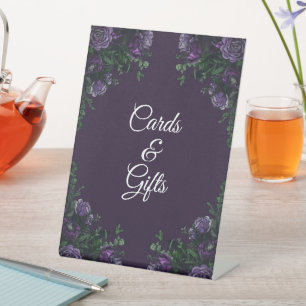 Signe De Table Floral pourpre foncé élégant mariage gothique