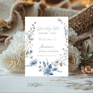 Signe De Table Floral Quelque chose de bleu avant de faire Fête d