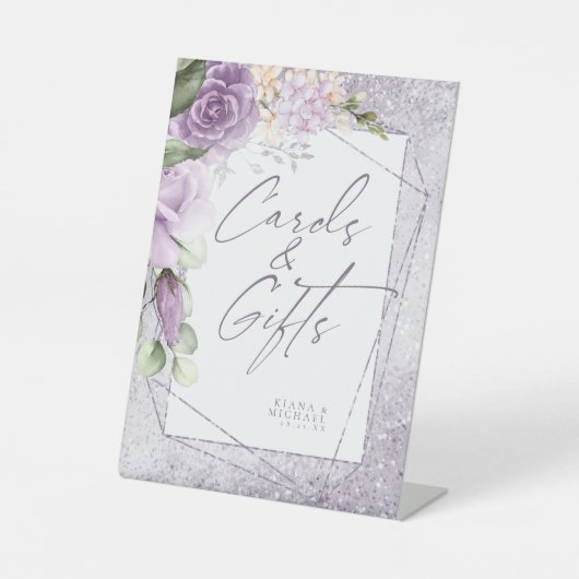 Signe De Table Floral Sparkles Mariage Mauve ID889 (Recto)