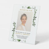 Signe De Table Floral Vert Réservé Enregistrer Un Siège Photo Mar (Recto)