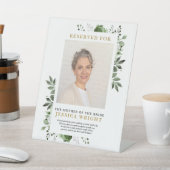 Signe De Table Floral Vert Réservé Enregistrer Un Siège Photo Mar (In SItu)