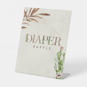 Signe De Table Flore Cactus Baby shower en cuir Déchets Raffin