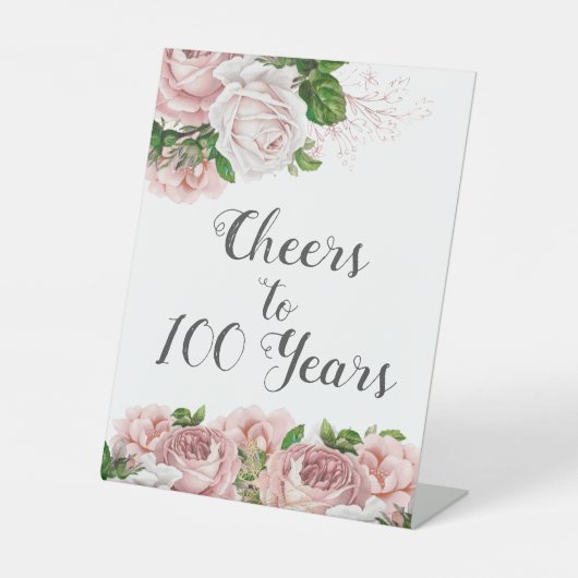 Signe De Table Flore rose pâle à 100 ans Script (Recto)