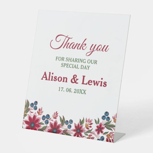 Signe De Table Flores d'aquarelle rétro (Recto)