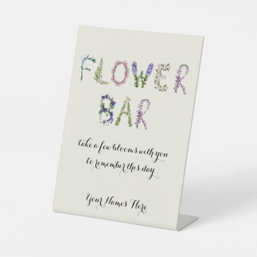 Signe De Table Flower Bar - Bouquet Bar Customizable  (Recto)