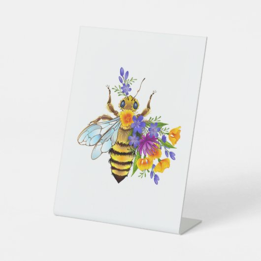 Signe De Table Flower bee with wild plants (Recto)