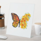 Signe De Table Flower Butterfly with Yellow California Poppy (In SItu)