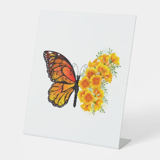 Signe De Table Flower Butterfly with Yellow California Poppy (Recto)
