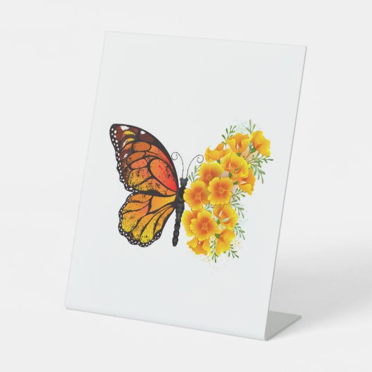 Signe De Table Flower Butterfly with Yellow California Poppy (Recto)