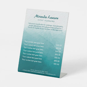 Signe De Table Fond aquarelle vert cyan