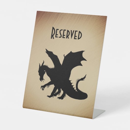 Signe De Table Fond rustique Dragon noir réservé (Recto)