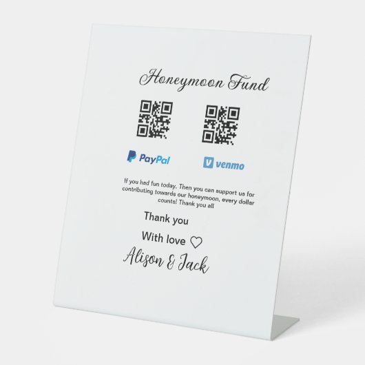 Signe De Table Fonds de lune de miel venomo paypal don Q R couple (Recto)