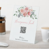 Signe De Table Fonds Lune de miel QR Code Boho Mariage Floral ros (In SItu)
