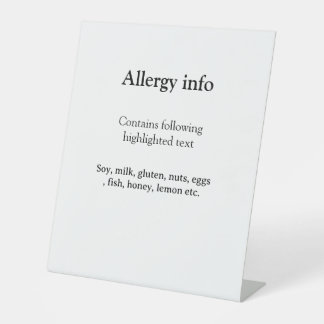 Signe De Table Food allergy alert add name text food items invita