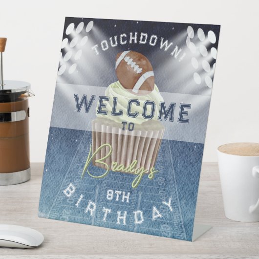 Signe De Table Football Touchdown Affiche de bienvenue fête d'ann (In SItu)