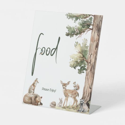Signe De Table Forêt Bois Animaux Baby shower Alimentation (Recto)
