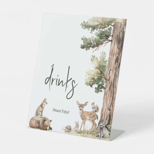 Signe De Table Forêt Bois Animaux Baby shower Boissons (Recto)