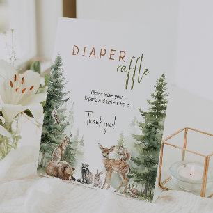 Signe De Table Forêt Bois Animaux Baby shower Déchets Raffle