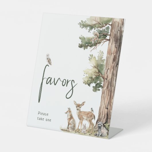 Signe De Table Forêt Bois Animaux Baby shower Faveurs (Recto)