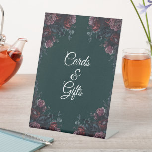 Signe De Table Forêt foncée Vert Élégant Mariage Maroon Mauve