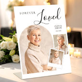 Signe De Table Forever Loved Funeral Minimalist Photo Collage 