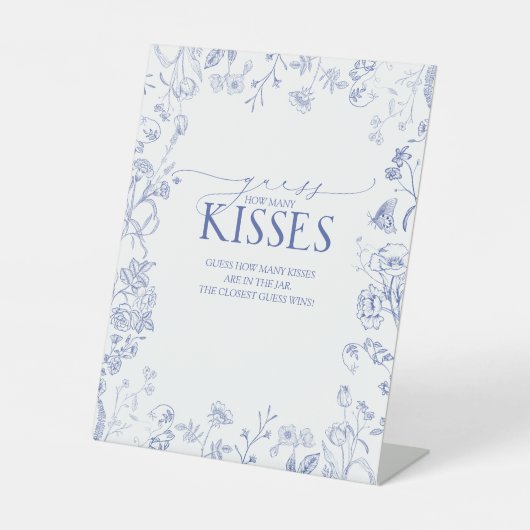 Signe De Table Français Bleu & Blanc Victorien Combien de baisers (Recto)