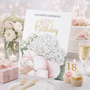 Signe De Table Fuchsia Fleur de Pivoine Rose 18e Anniversaire